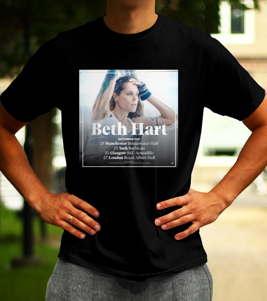 Beth Hart September 2027 UK Concerts Manchester York Glasgow London Tour Dates T-Shirt