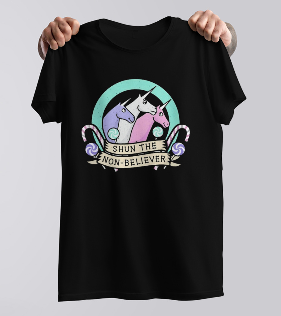 Unicorns Shun The Non Believer Pastel Candy T-Shirt