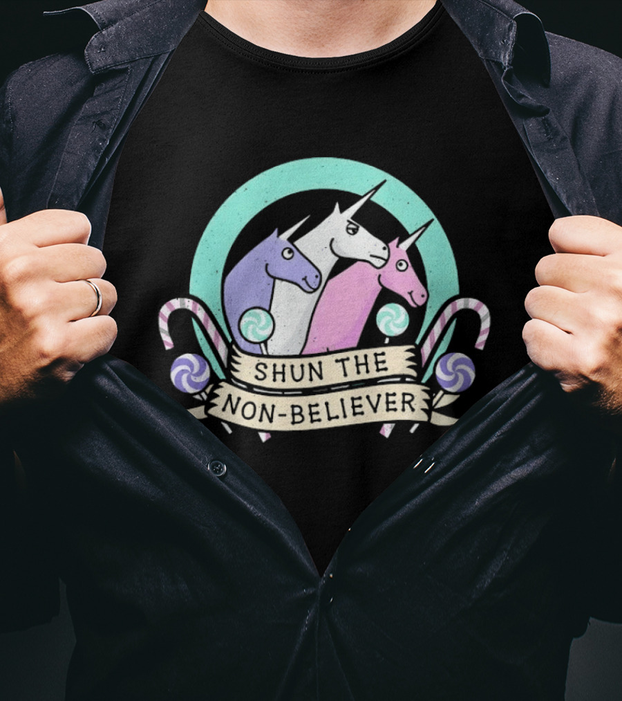Unicorns Shun The Non Believer Pastel Candy T-Shirt