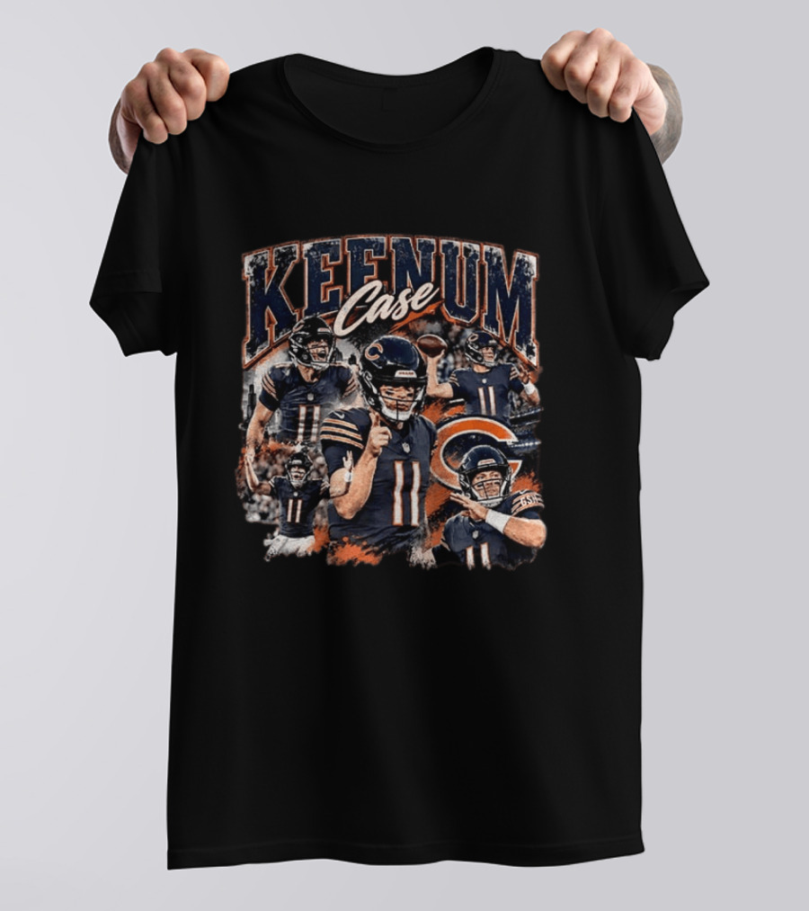 Case Keenum Chicago Bears 90s Bootleg Style Football Montage T-Shirt