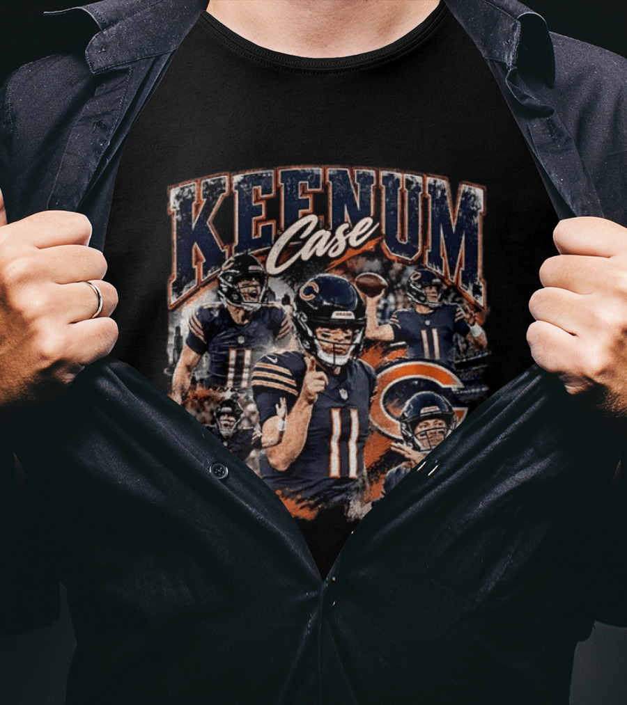 Case Keenum Chicago Bears 90s Bootleg Style Football Montage T-Shirt