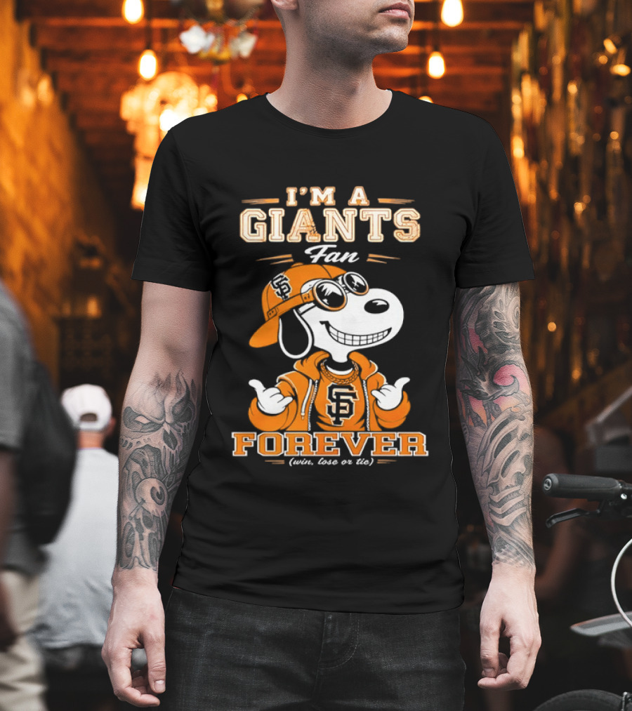 Snoopy I'm A Giants Fan Forever San Francisco Peanuts Baseball T-Shirt