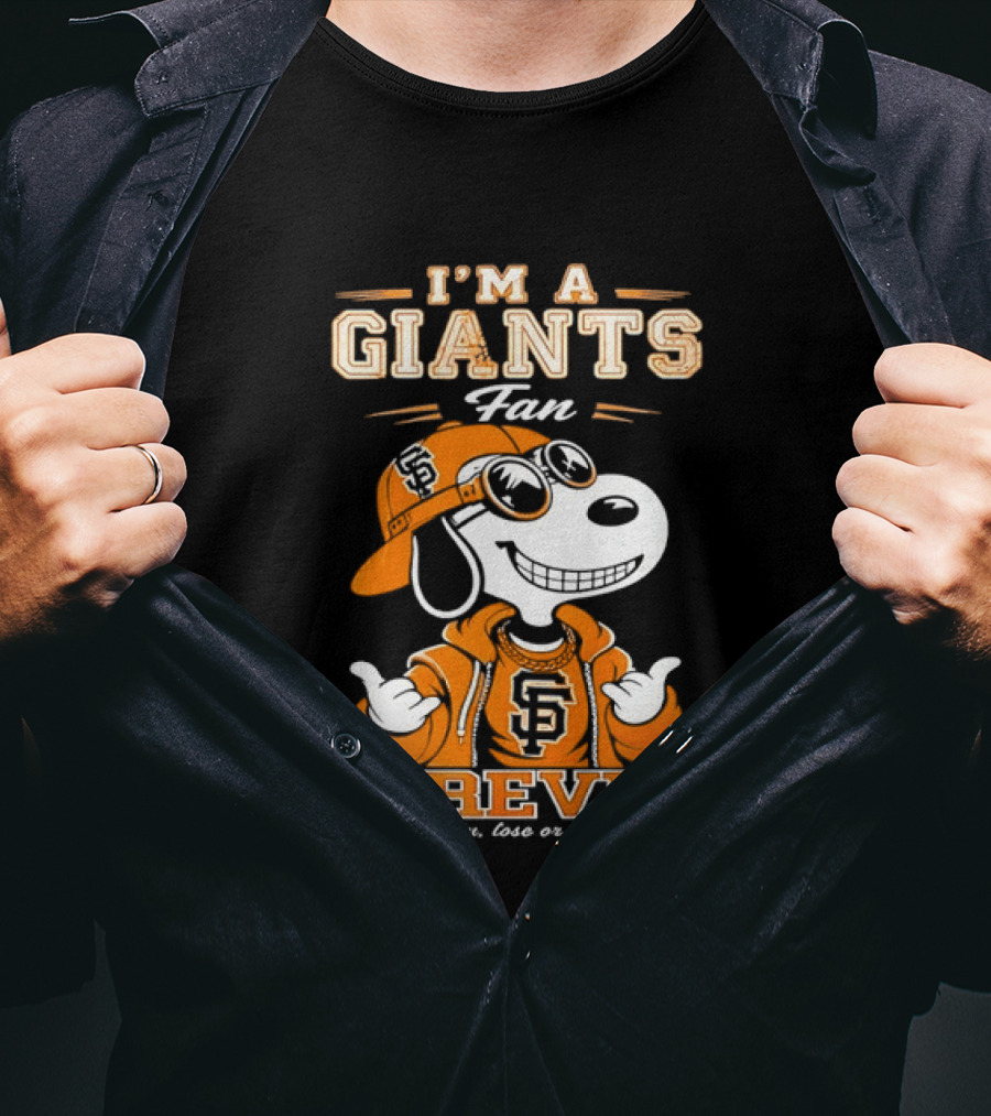 Snoopy I'm A Giants Fan Forever San Francisco Peanuts Baseball T-Shirt