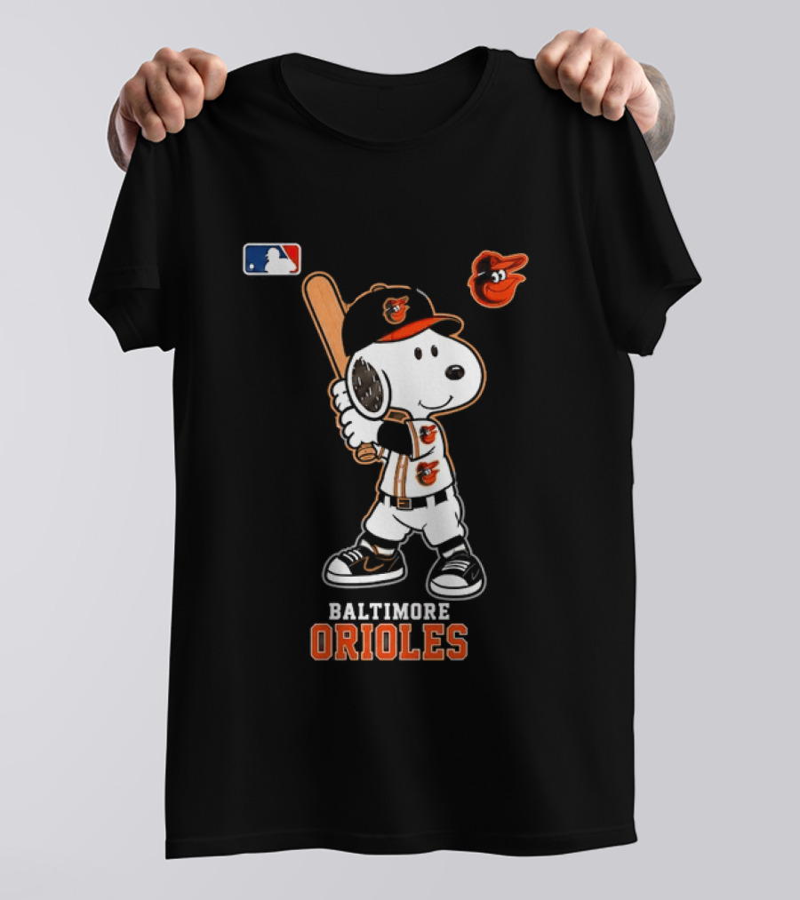 Snoopy Baltimore Orioles MLB Baseball Jersey With Bat And Cap T-Shirt