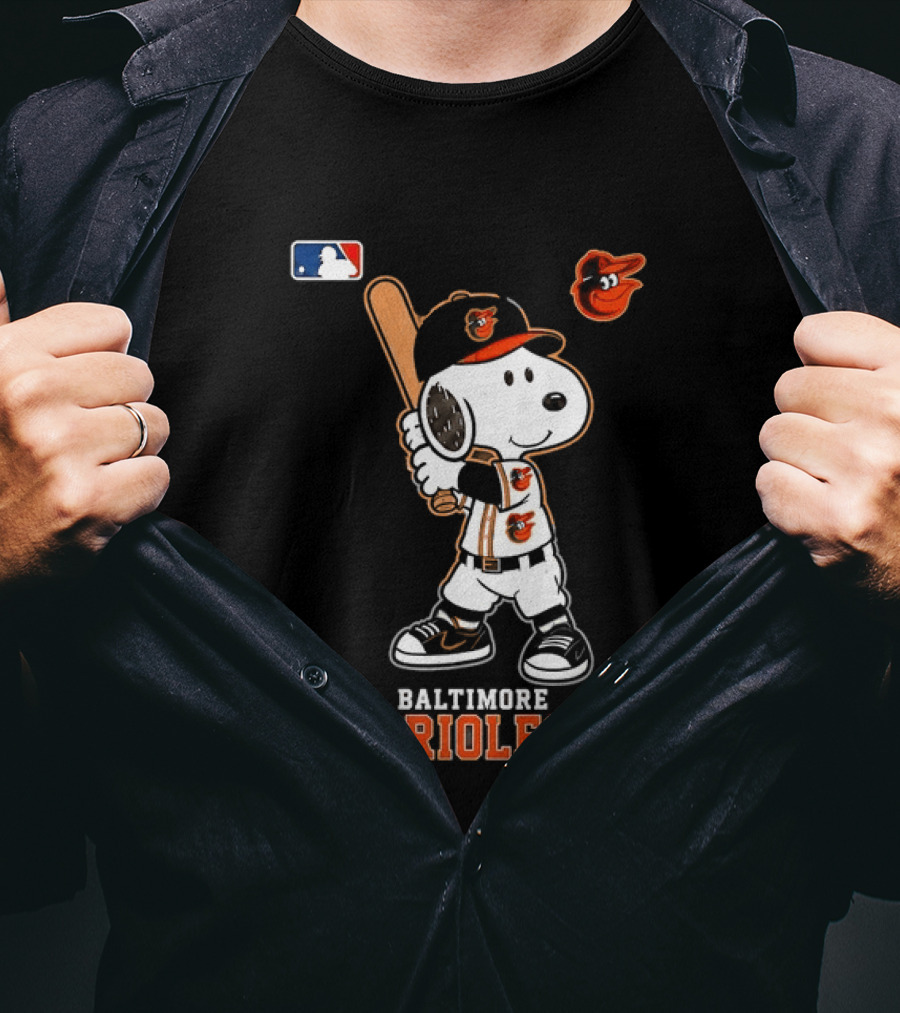 Snoopy Baltimore Orioles MLB Baseball Jersey With Bat And Cap T-Shirt