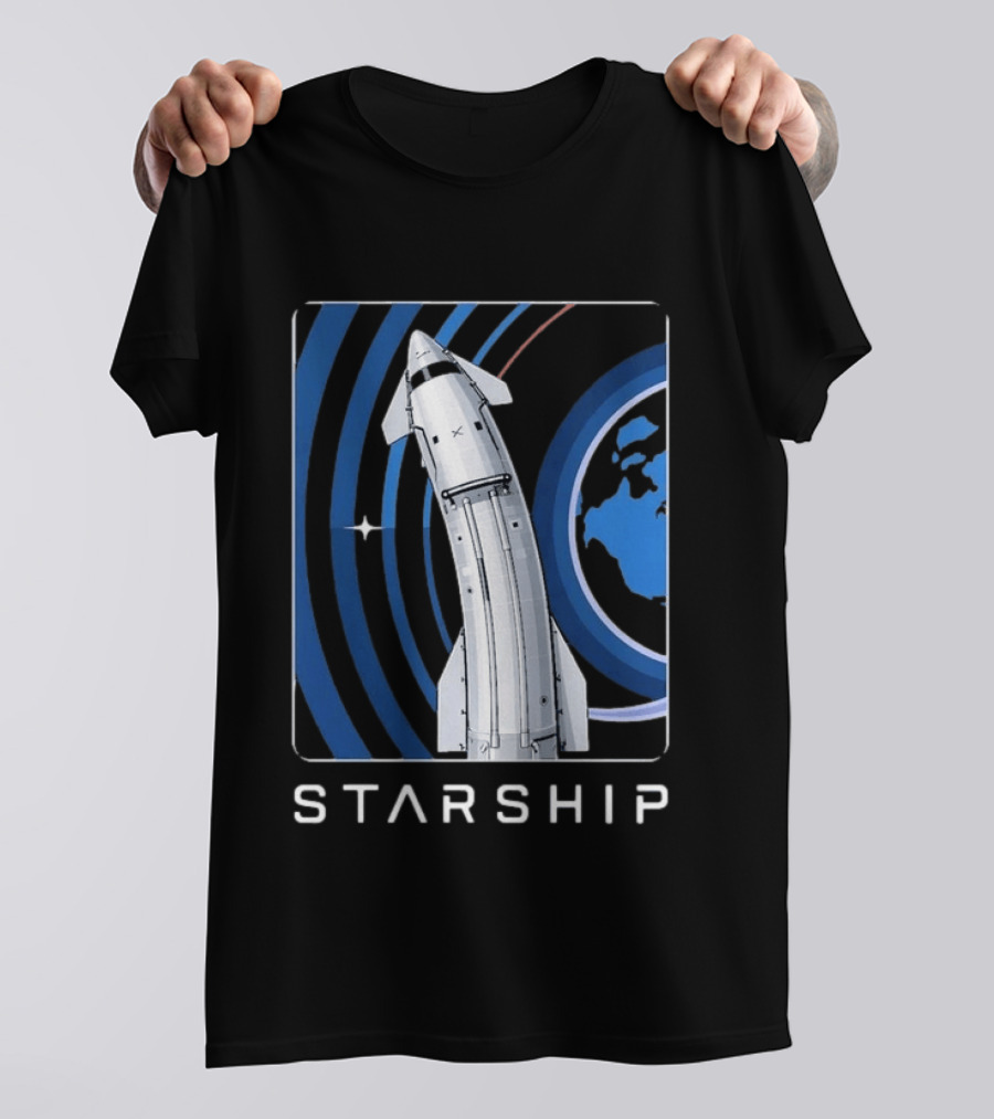 Starship Orbital Flight SpaceX Earth Trajectory T-Shirt