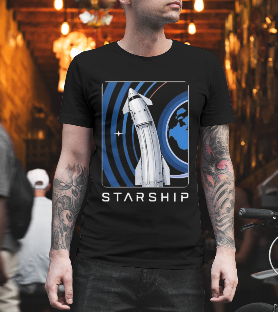 Starship Orbital Flight SpaceX Earth Trajectory T-Shirt