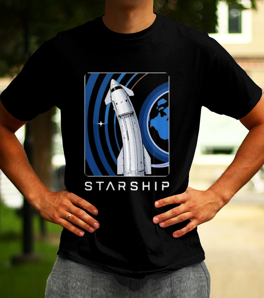 Starship Orbital Flight SpaceX Earth Trajectory T-Shirt
