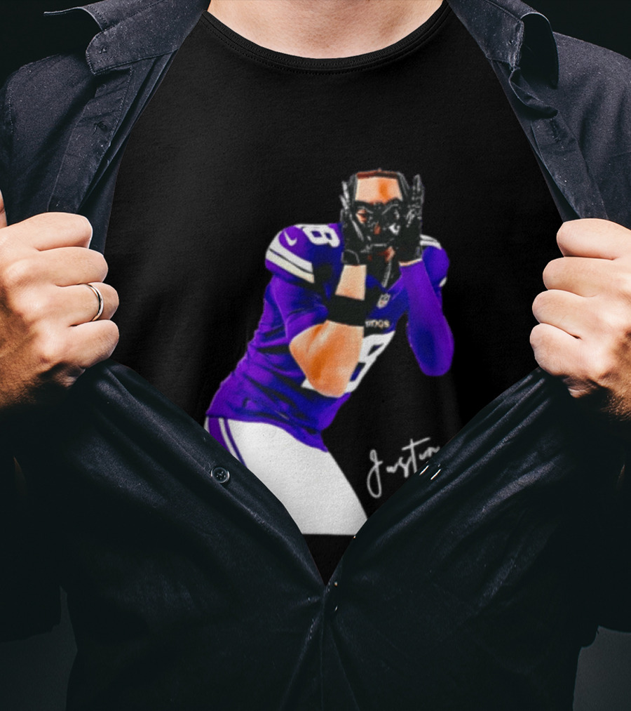 Justin Jefferson Signature Minnesota Vikings Football Player Pose T-Shirt