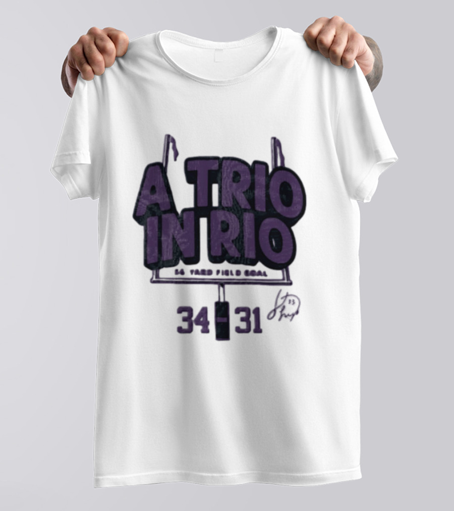 A Trio In Rio 34 31 Baltimore Ravens Victory Celebration T-Shirt