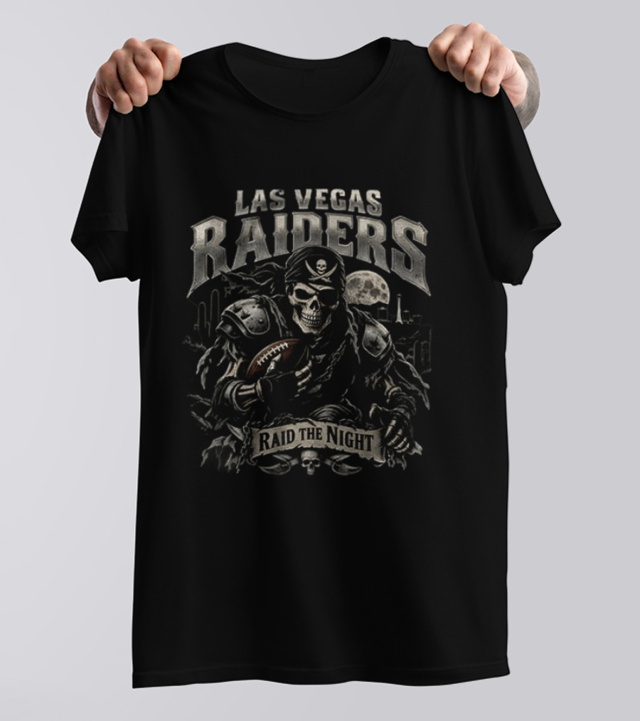 Las Vegas Raiders Skeleton Pirate Raid The Night Halloween T-Shirt