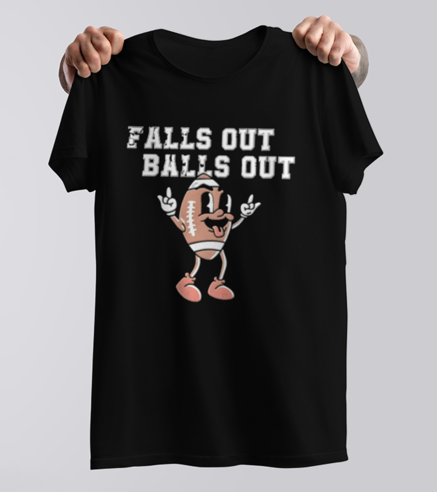 Falls Out Balls Out Football Cartoon T-Shirt
