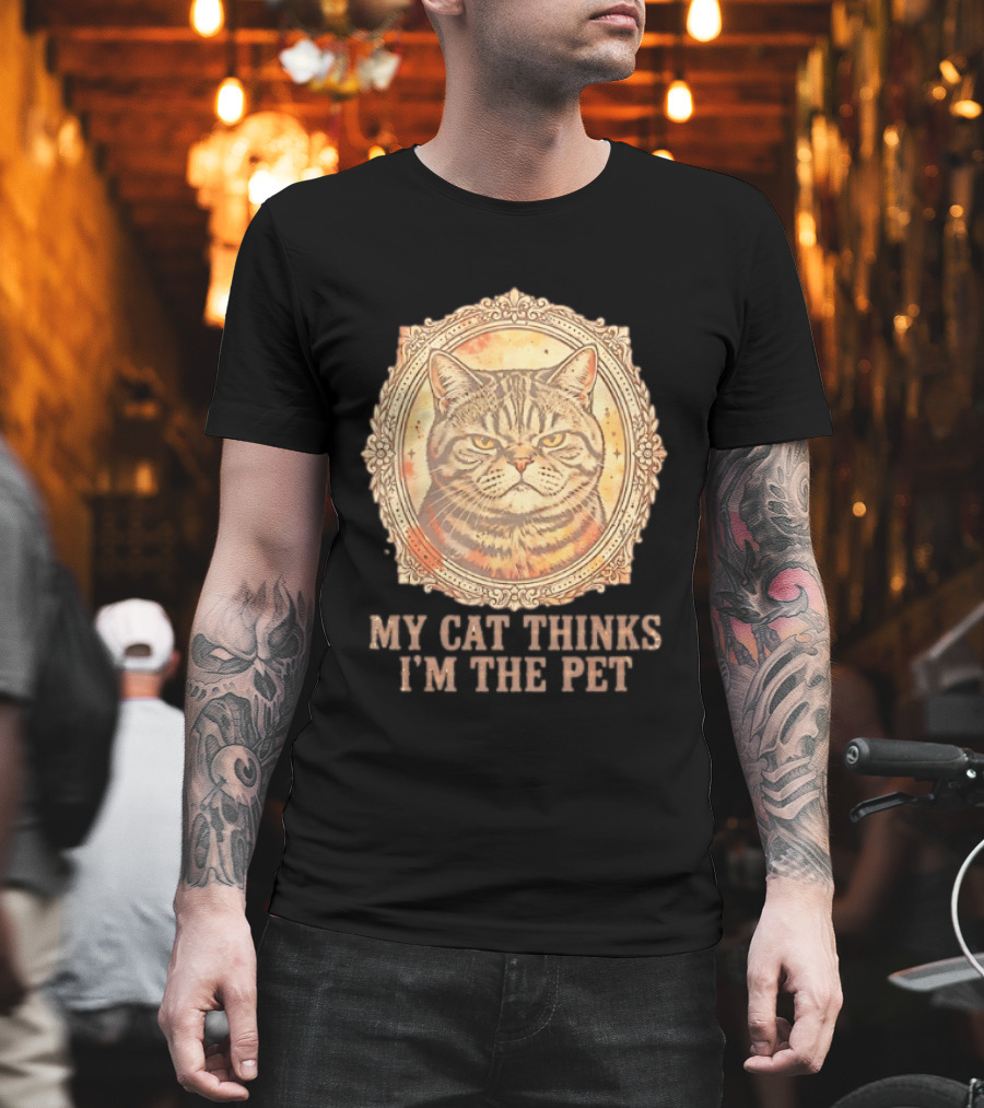 My Cat Thinks I'm The Pet Vintage Cat T-Shirt