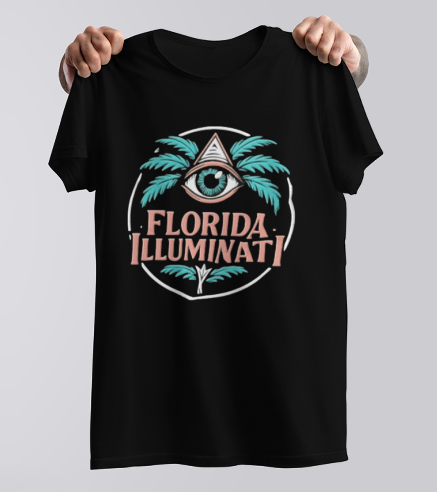 Florida Illuminati Palm Tree Eye Pyramid T-Shirt