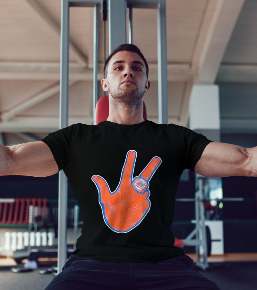 New York Knicks World Champs Victory Hand Sign With Ring NY Sports T-Shirt