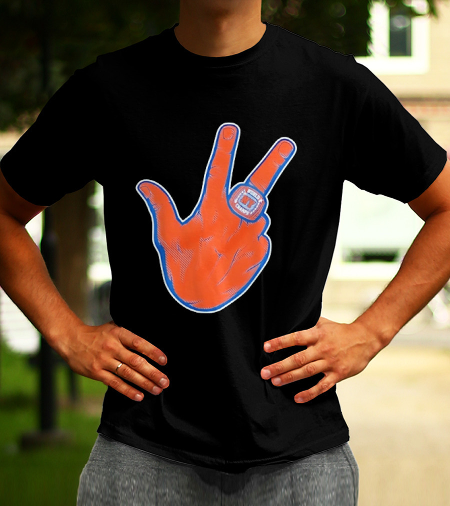 New York Knicks World Champs Victory Hand Sign With Ring NY Sports T-Shirt