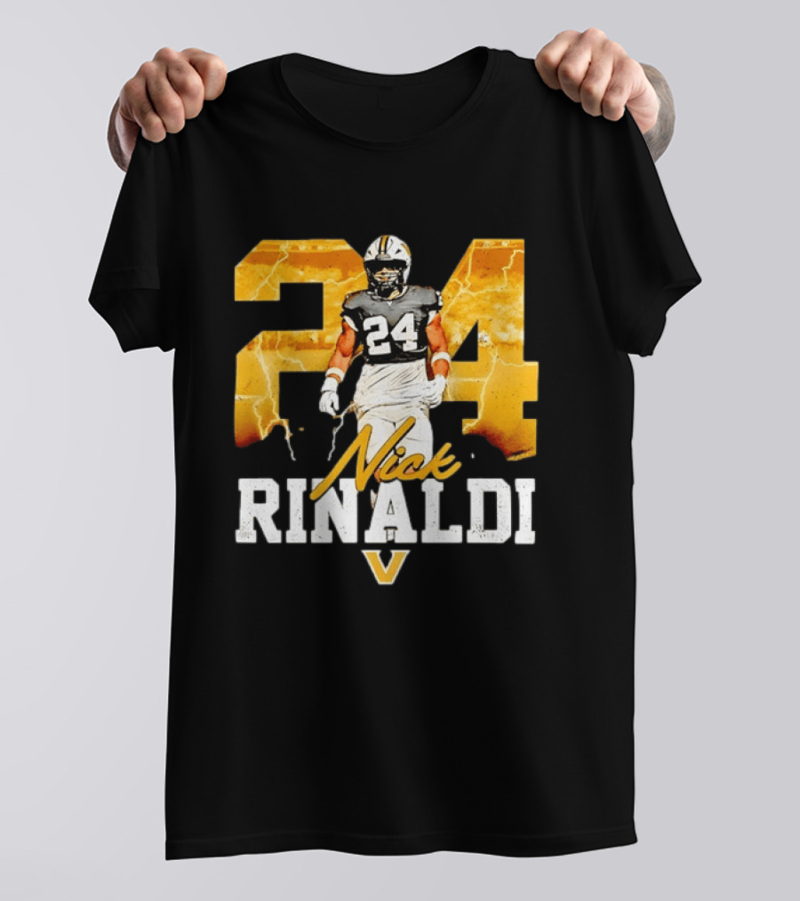 Nick Rinaldi 24 Vanderbilt Commodores NCAA Football Lightning T-Shirt