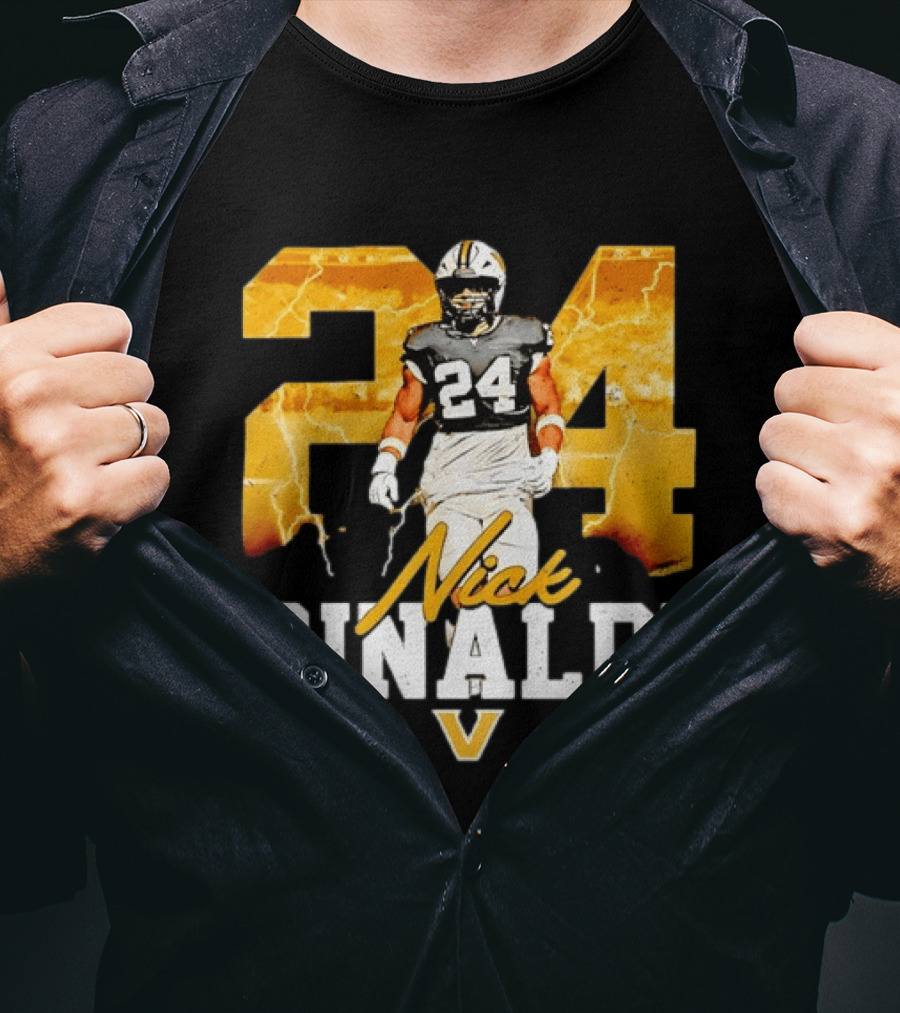 Nick Rinaldi 24 Vanderbilt Commodores NCAA Football Lightning T-Shirt