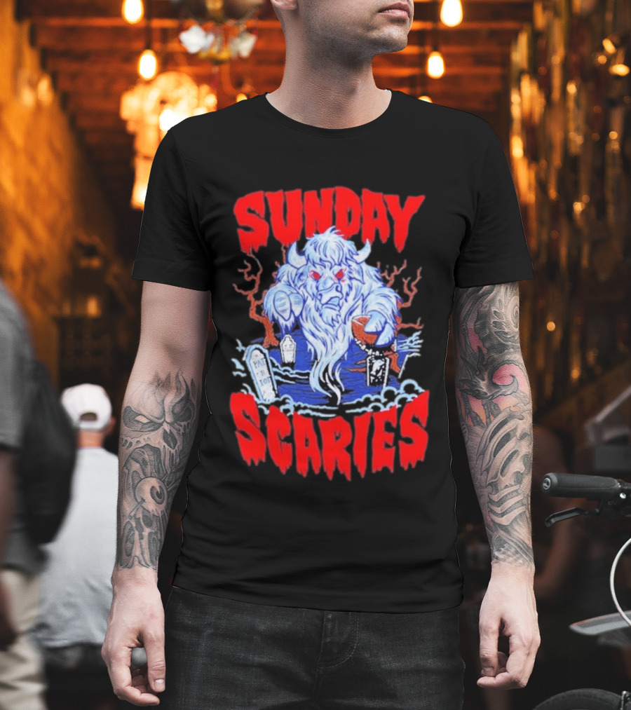 Sunday Scaries Buffalo Football Game Day Frights Lancaster Jeff Schmid T-Shirt