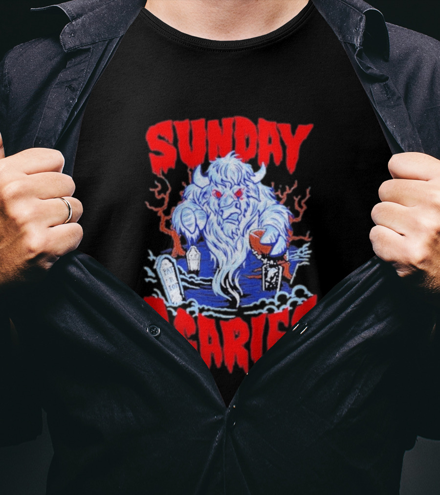 Sunday Scaries Buffalo Football Game Day Frights Lancaster Jeff Schmid T-Shirt