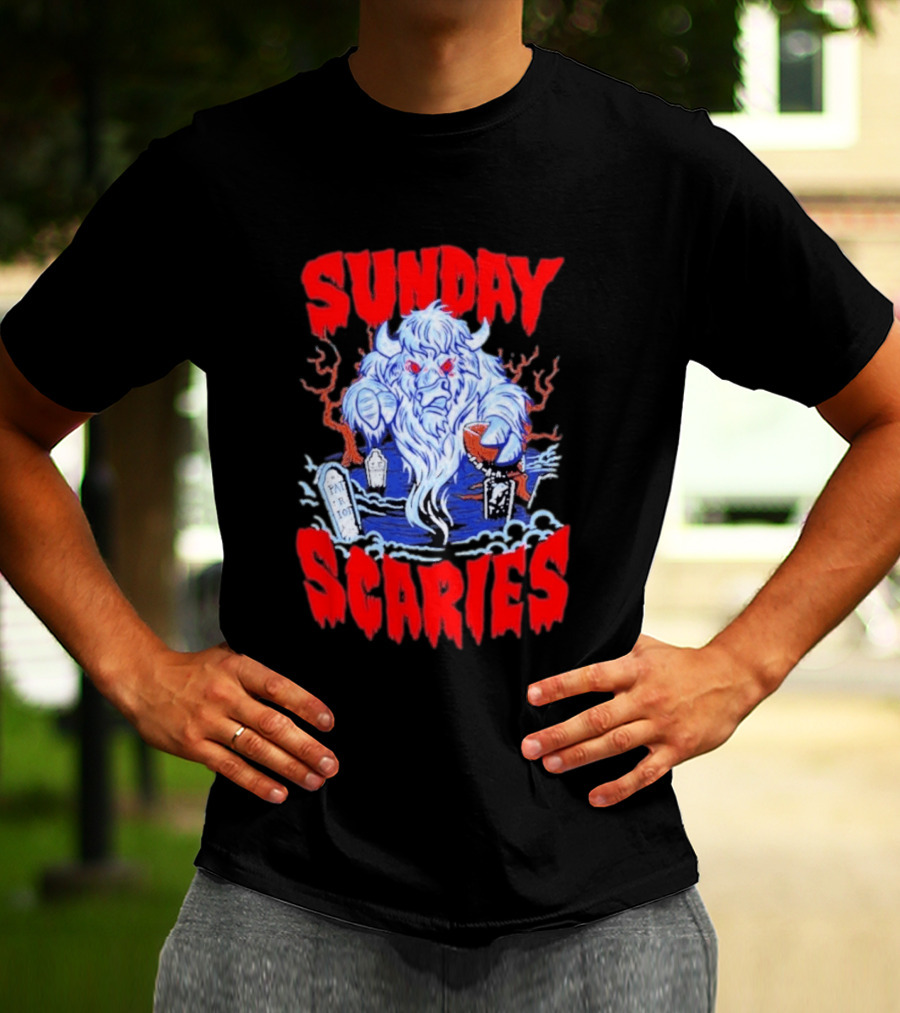 Sunday Scaries Buffalo Football Game Day Frights Lancaster Jeff Schmid T-Shirt