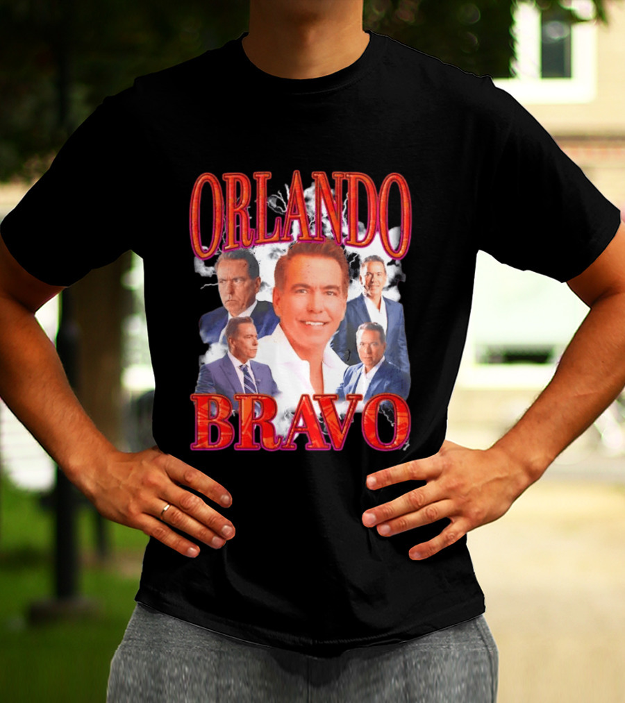 Orlando Bravo Red Text Multiple Portraits T-Shirt