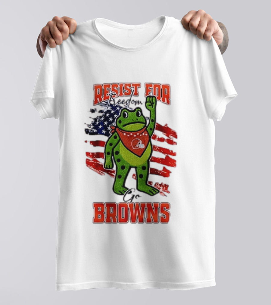 Resist For Cleveland Browns Portland Frog American Flag T-Shirt