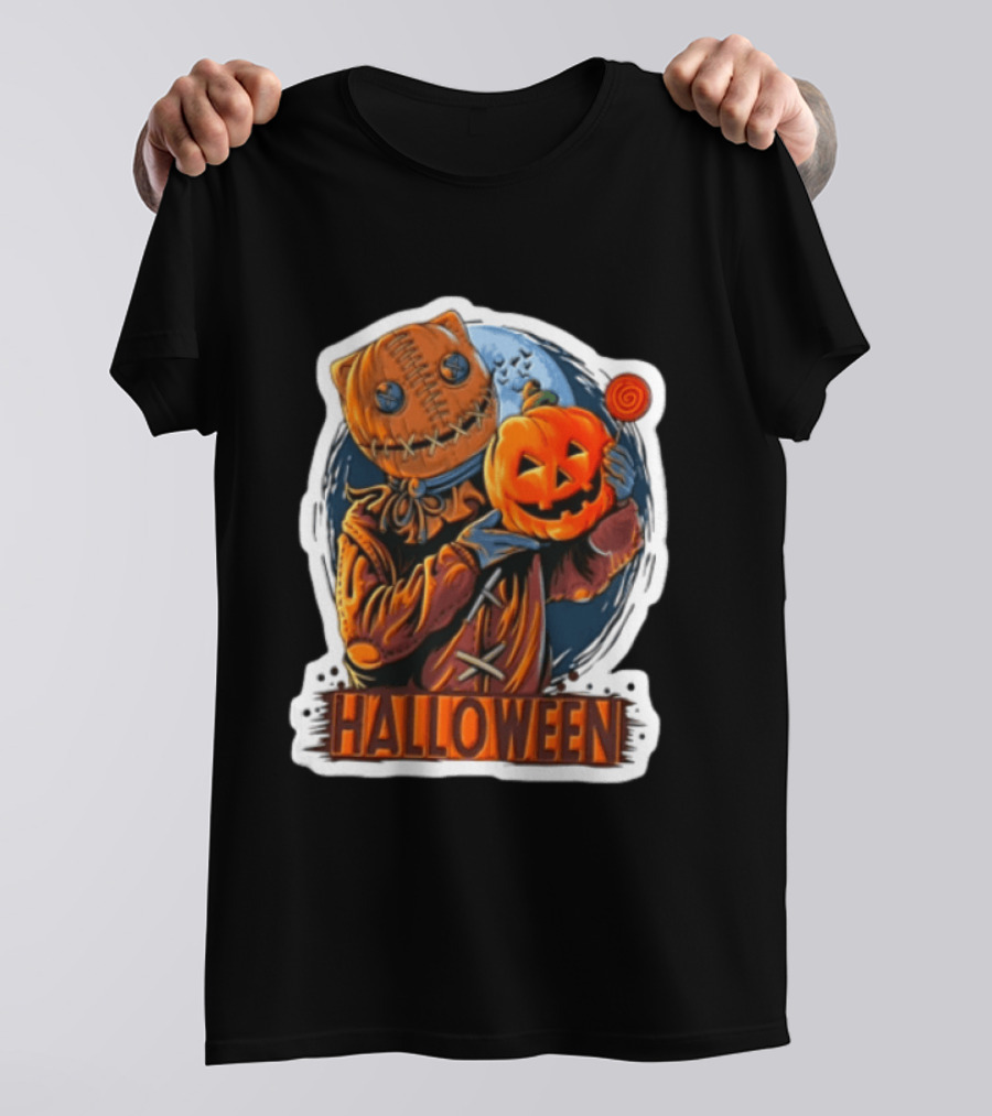 Halloween Sackman Pumpkin Lollipop Full Moon T-Shirt
