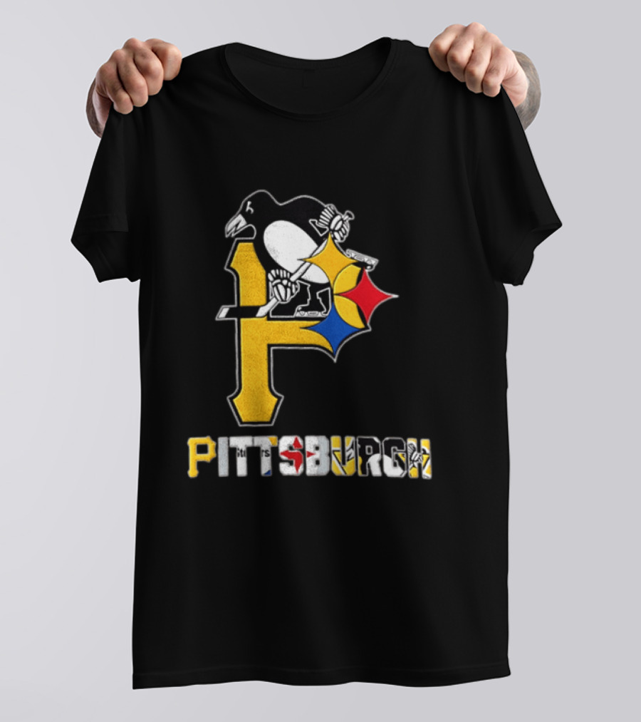 Pittsburgh Penguins Steelers P Logo Sport Map Iconic Team T-Shirt