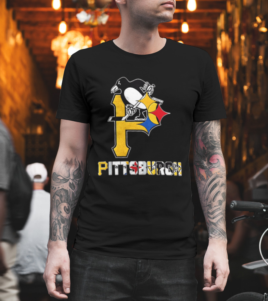 Pittsburgh Penguins Steelers P Logo Sport Map Iconic Team T-Shirt