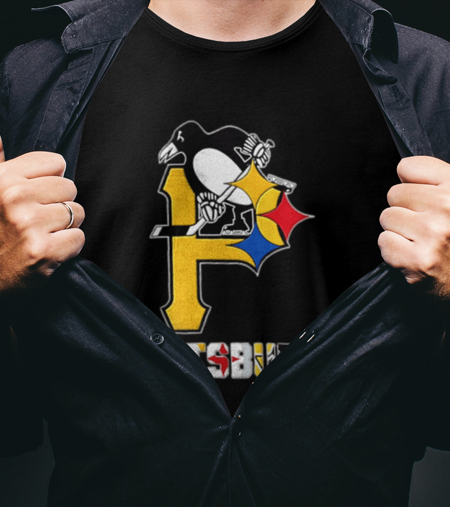 Pittsburgh Penguins Steelers P Logo Sport Map Iconic Team T-Shirt