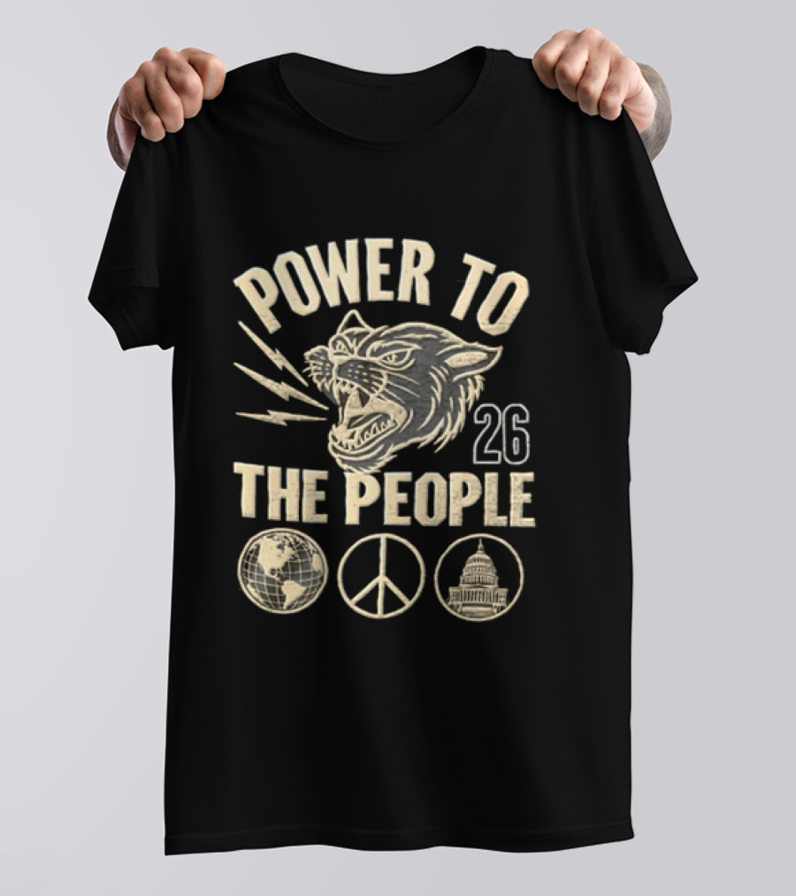 Power To The People 2026 Festival Lion Peace Globe Capitoline Wolf T-Shirt