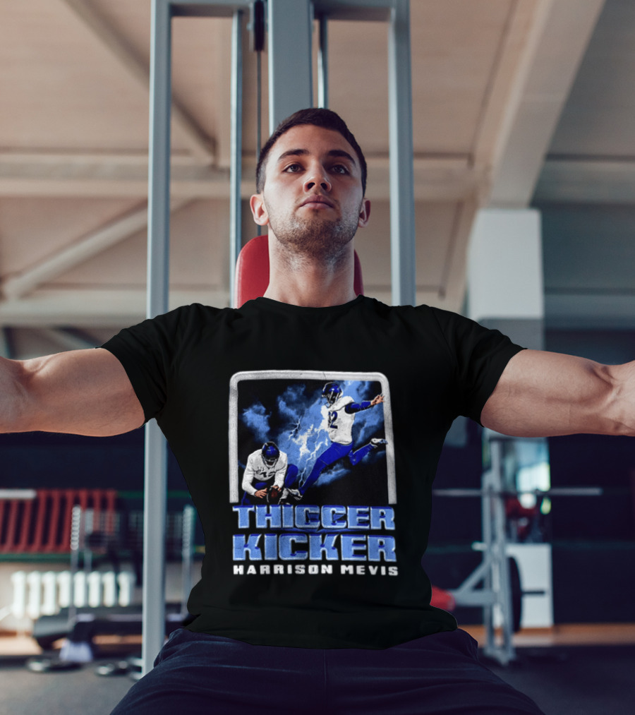 Harrison Mevis Thiccer Kicker Football Action And Lightning T-Shirt