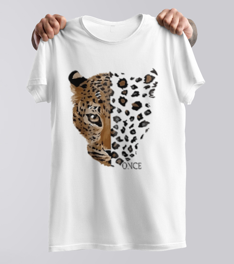 Once Leopard Face Half Animal Half Spots T-Shirt