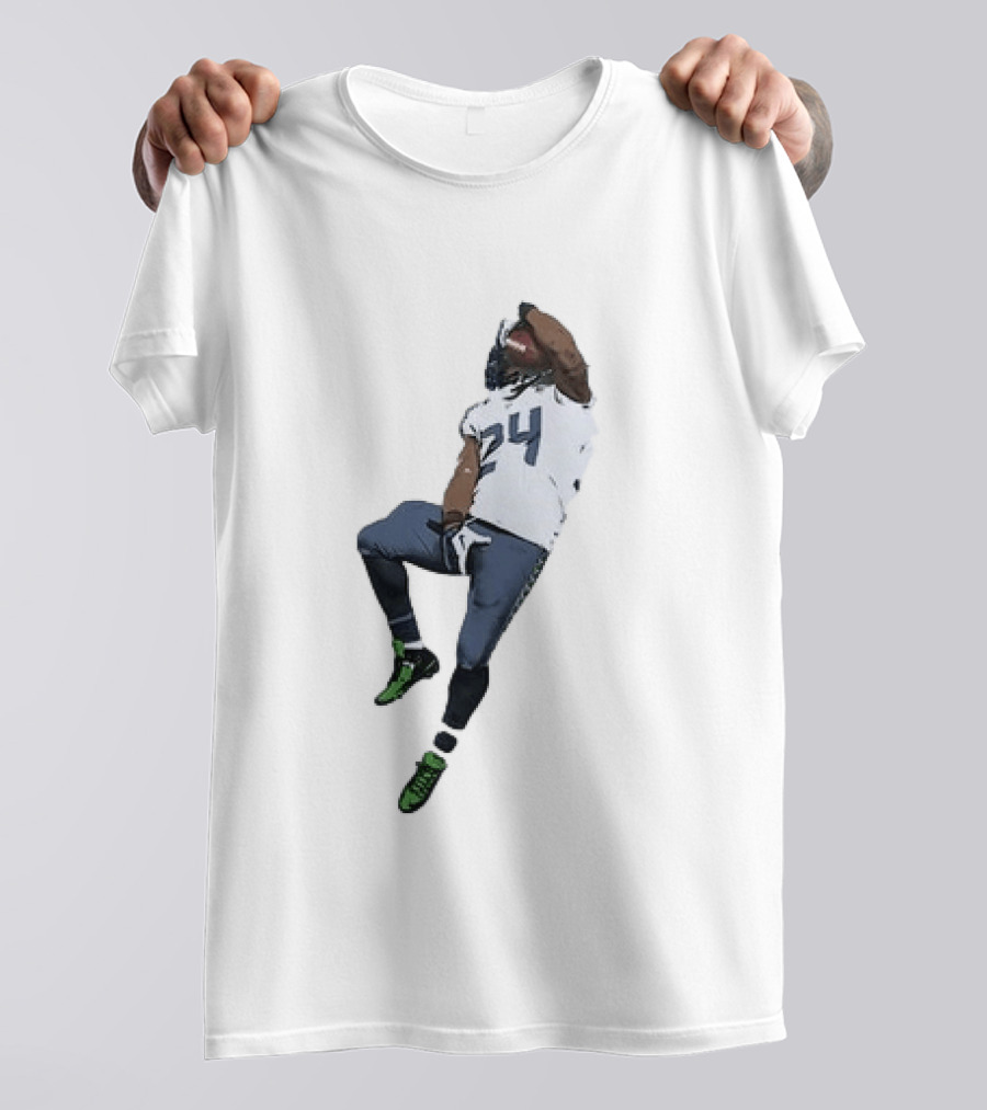 Seattle Seahawks Marshawn Lynch Number 24 Beast Mode Action Pose T-Shirt