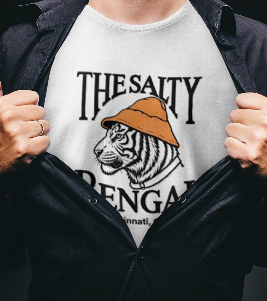 The Salty Bengal Tiger Fisherman Hat Cincinnati Ohio T-Shirt