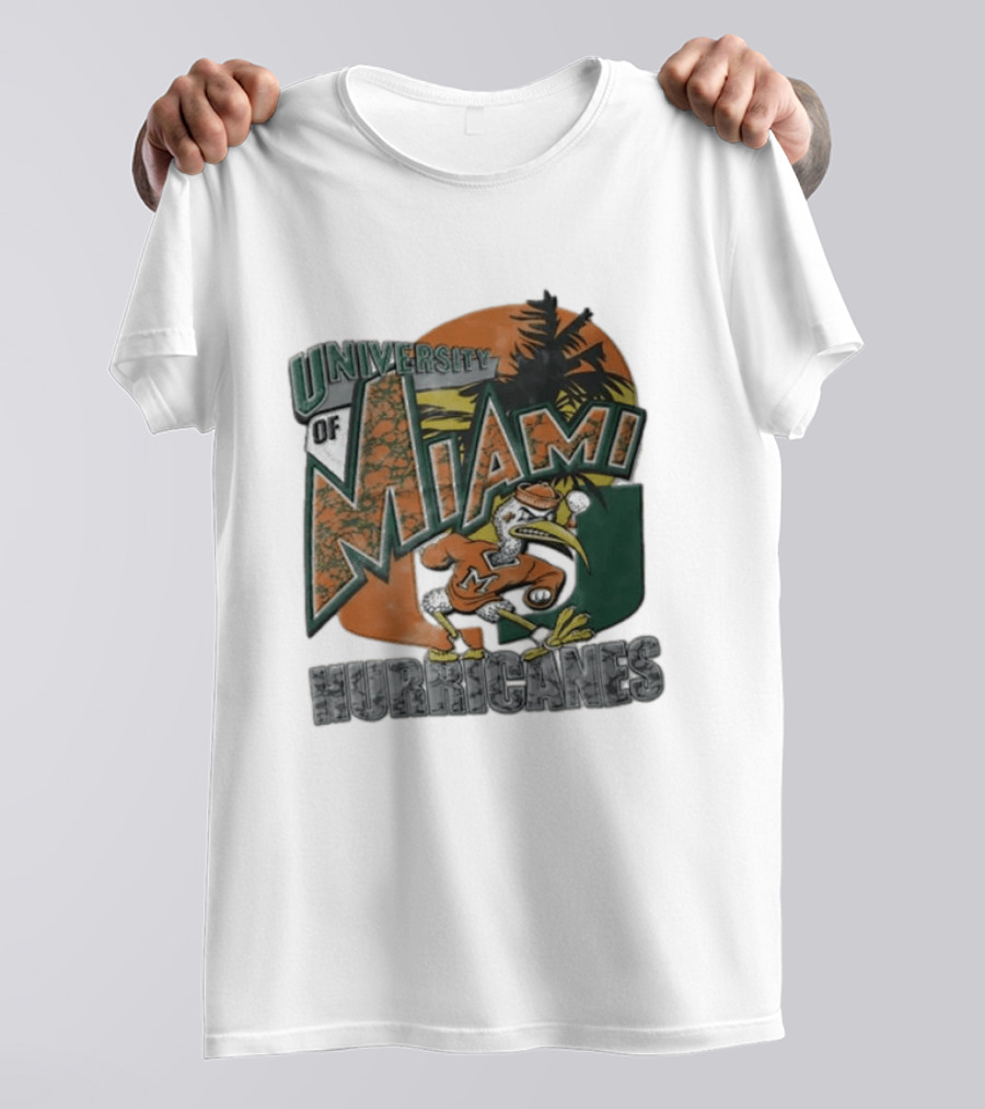 University Of Miami Hurricanes Sebastian Ibis Palm Tree T-Shirt