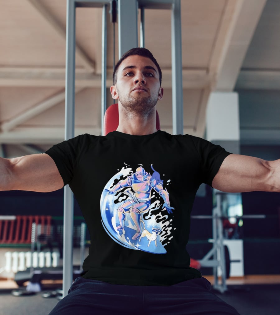 Alphonse Elric Surfing Adventure With Cool Cats On Waves T-Shirt