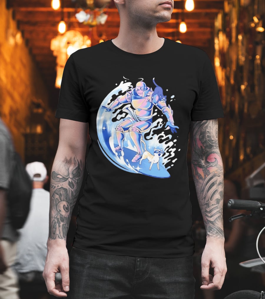 Alphonse Elric Surfing Adventure With Cool Cats On Waves T-Shirt