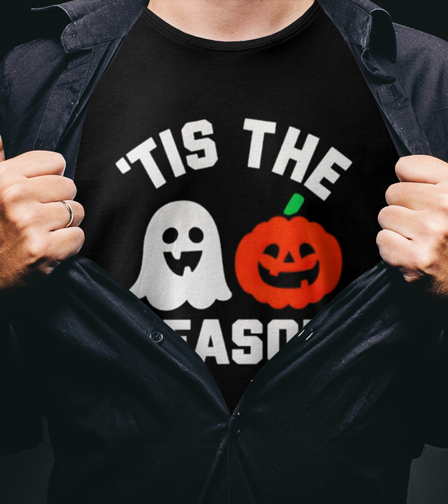 Tis The Season Ghost And Pumpkin Halloween T-Shirt