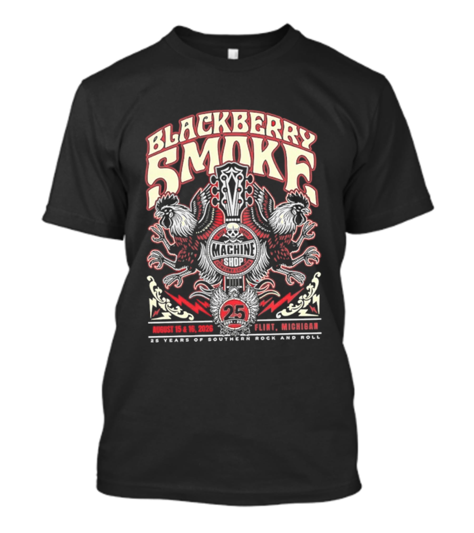 Blackberry Smoke Machine Shop Flint Michigan 25 Years Of Southern Rock And Roll T-Shirt