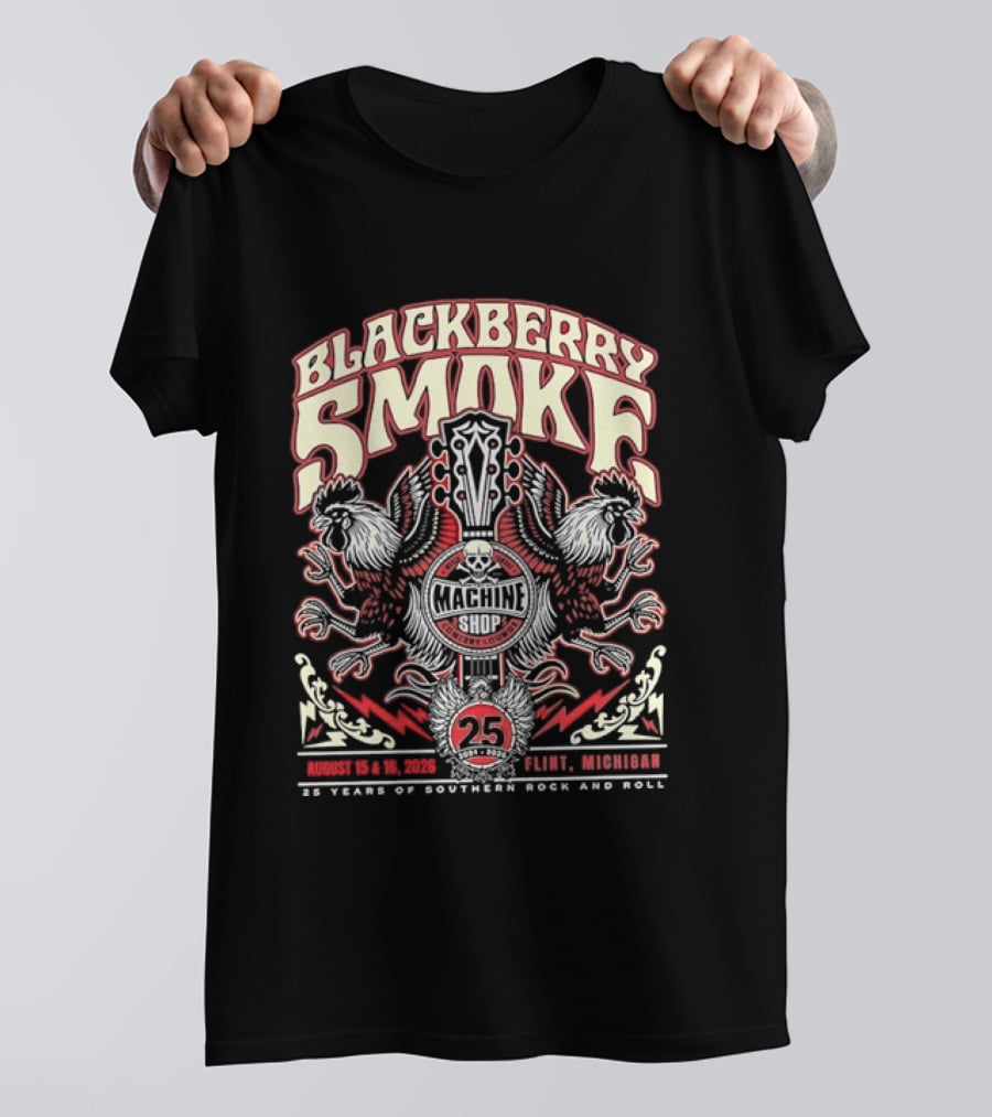 Blackberry Smoke Machine Shop Flint Michigan 25 Years Of Southern Rock And Roll T-Shirt