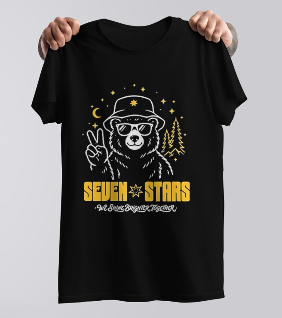 Seven Stars Peaceful Bear At Night We Shine Brighter Together T-Shirt