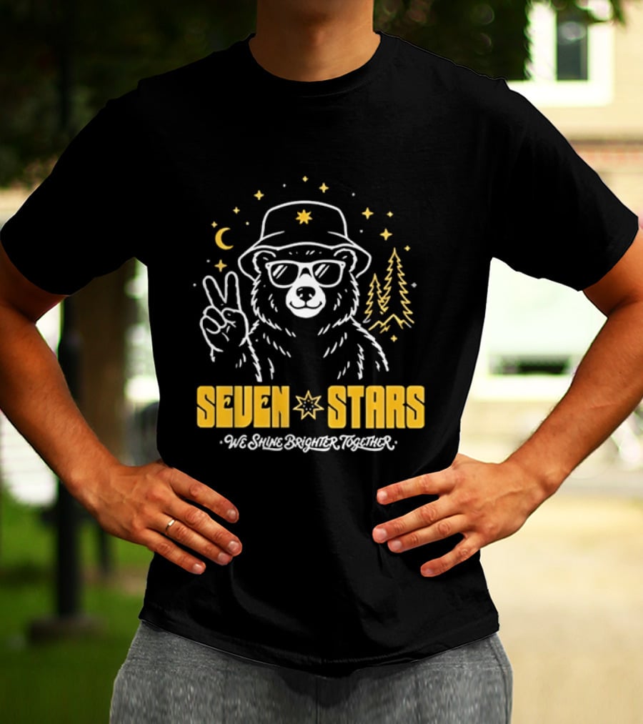 Seven Stars Peaceful Bear At Night We Shine Brighter Together T-Shirt