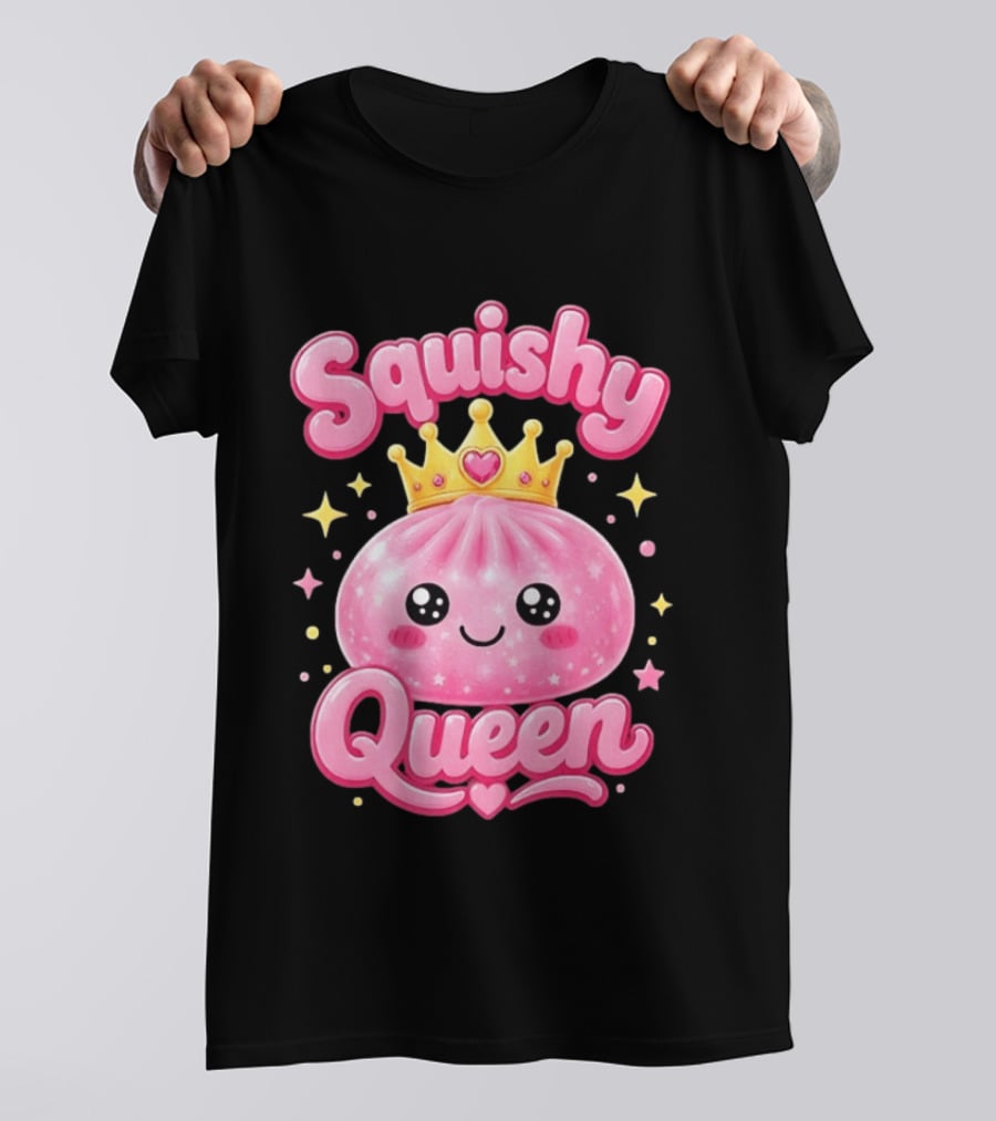 Squishy Queen Kawaii Mochi Pink Princess Cute Crown Stars T-Shirt