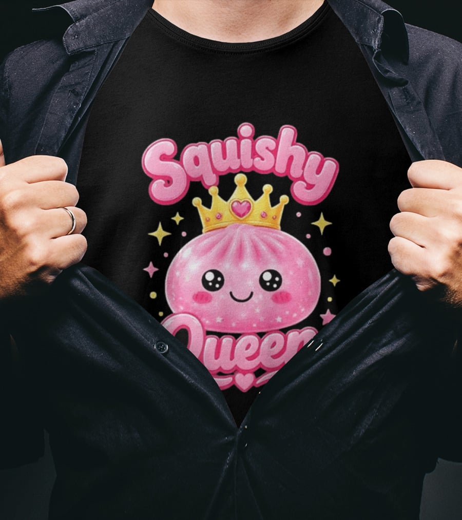 Squishy Queen Kawaii Mochi Pink Princess Cute Crown Stars T-Shirt