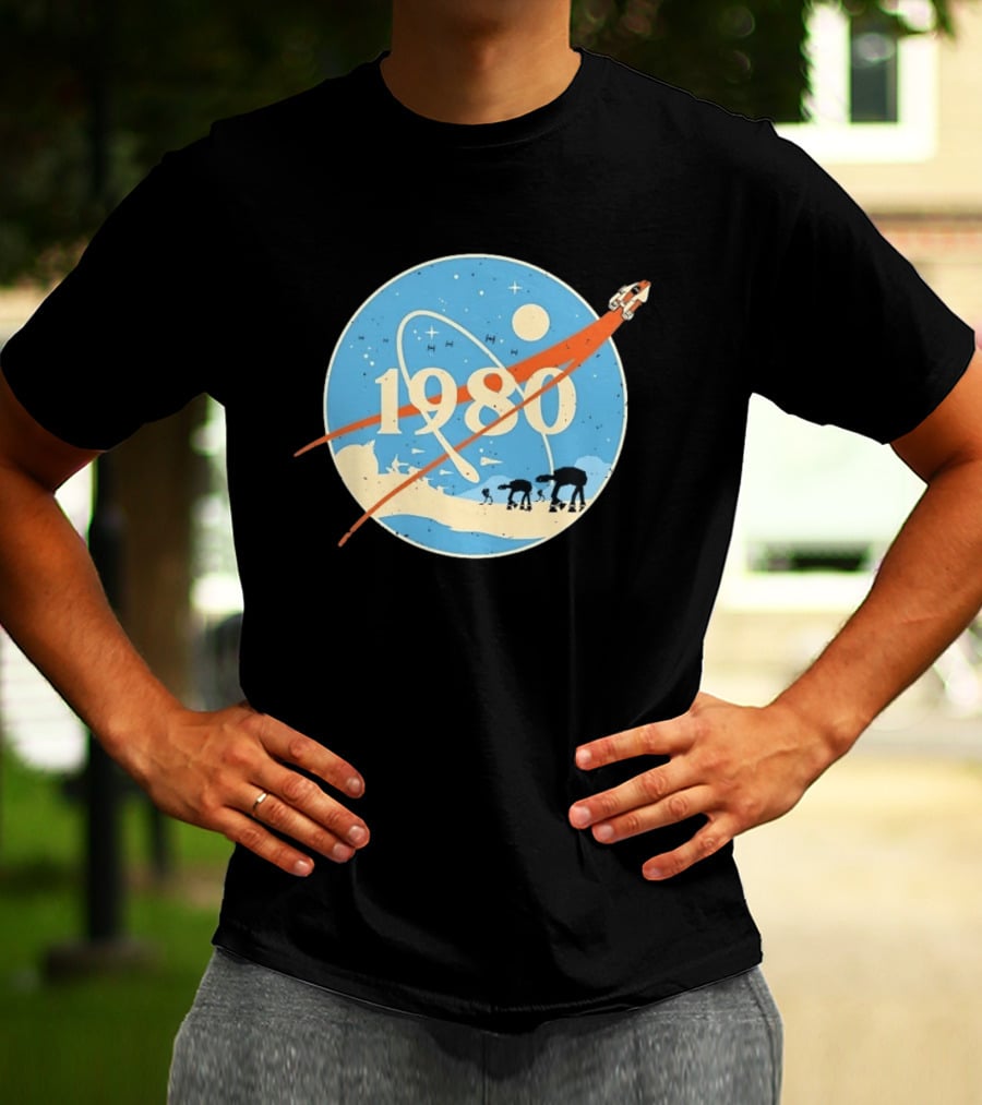 Star Wars 1980 Space Mission Inspired By Empire Strikes Back NASA Style Logo With AT AT Walkers T-Shirt