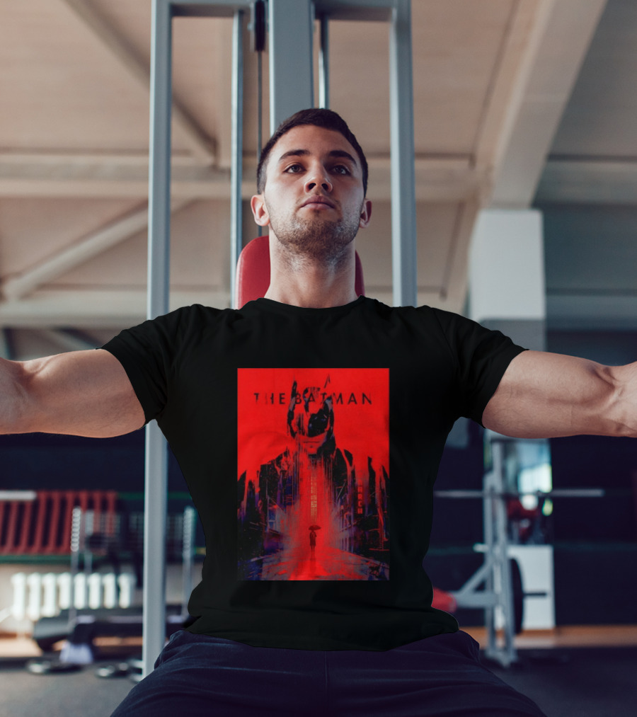 The Batman Monarch March Red Background Iconic Gotham Scene T-Shirt