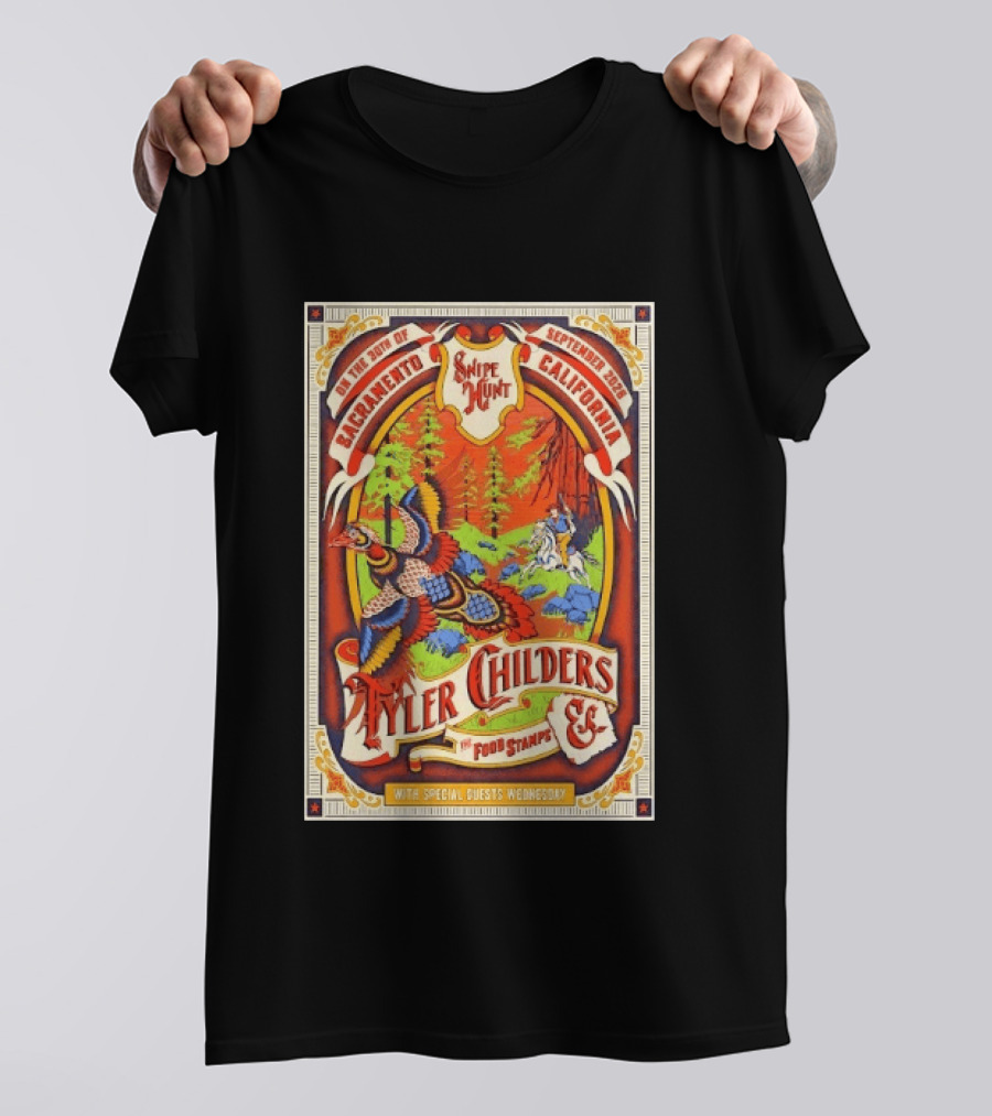 Tyler Childers And The Food Stamps Snipe Hunt Sacramento September 30th 2023 California Concert T-Shirt