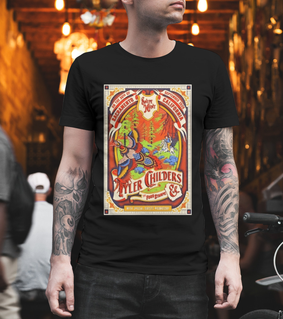 Tyler Childers And The Food Stamps Snipe Hunt Sacramento September 30th 2023 California Concert T-Shirt
